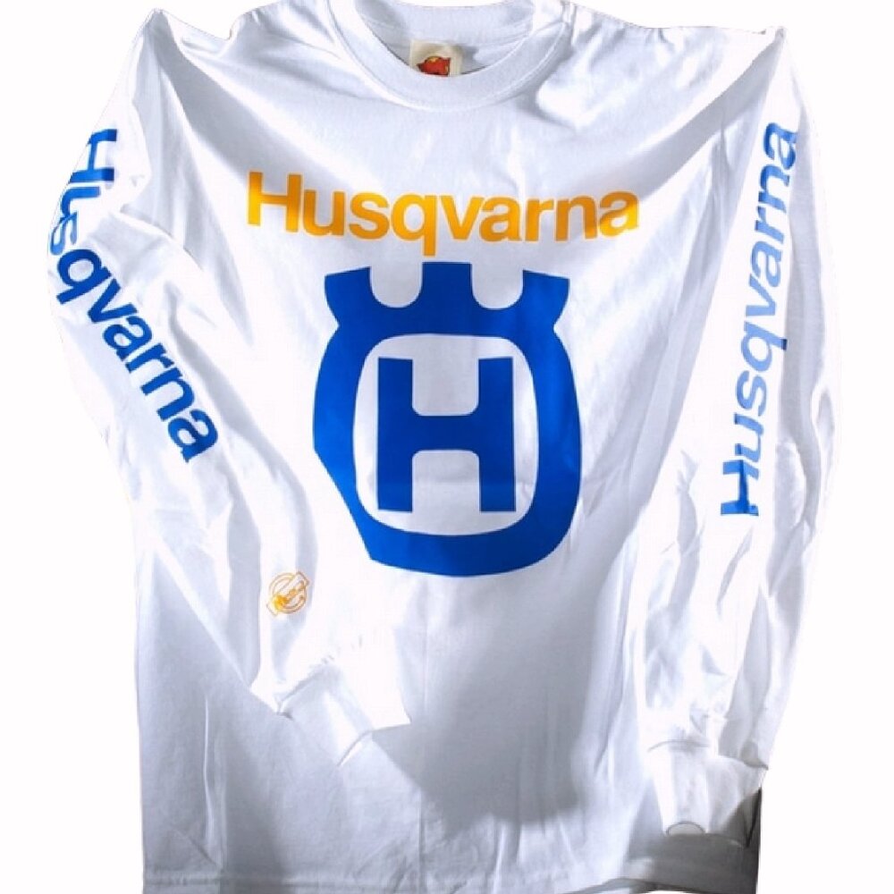 Husqvarna Logo White Jersey Long Sleeve T-Shirt - NEW Fast Ship